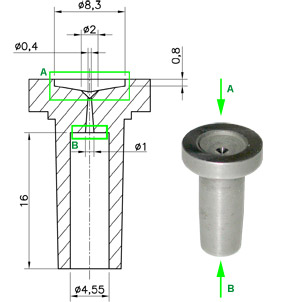 Disegno CAD dell'oggetto in ispezione
